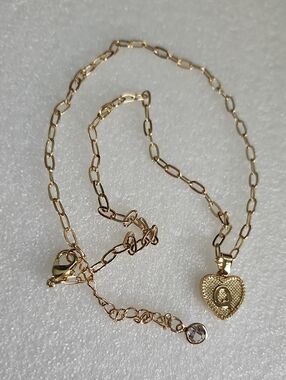 Hand Crafted Gold Heart Pendant Necklace with Initial Q